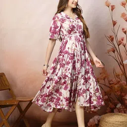 stylum Women Fit and Flare Pink Midi/Calf Length Dress image 3