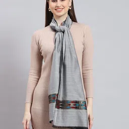 monte carlo Solid Cotton Blend Women Grey Stole-picture-38