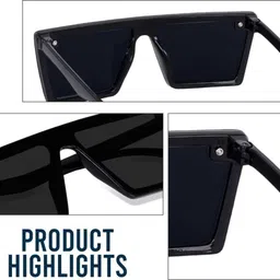 reirson UV Protection Retro Square, Over-sized Sunglasses (Free Size) image 3