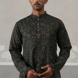 jompers Men Woven Design Silk Blend Straight Kurta-picture-13