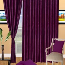 panipat textile hub 213 cm (7 ft) Polyester Semi Transparent Door Curtain (Pack Of 3)-picture-22