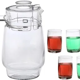 AFAST Versatile Transparent Jug & 4 Glass Set for Beverage Service -G14 Jug Glass Set image 1