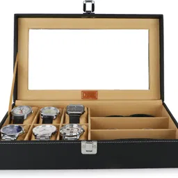 ledo Watch Box & Sunglass Case in PU Leather 6 Slots for Watch & 3 Slots for Sunglass Watch Box-picture-19
