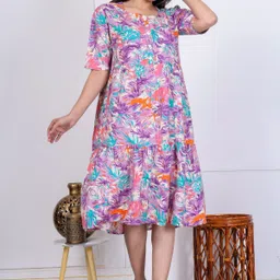 phoolkesa Women A-line Multicolor Midi/Calf Length Dress image 2