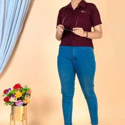 dsgarment Women Regular Fit Solid Button Down Collar Casual Shirt image 4