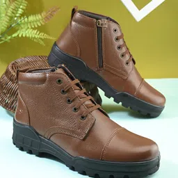 TSF Leather Uniform Boot's With Zip Lace Up For Men-picture-10