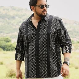 instafab plus Men Regular Fit Striped Spread Collar Casual Shirt-picture-7