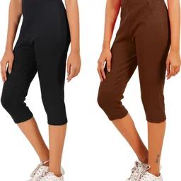 just live fashion Women Black, Brown Capri-picture-12