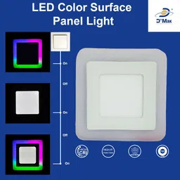 d'mak 6 Watt Square Surface Dual Multi Color PGB (Pink,Green,Blue) LED Panel Light White+Pgb Lamp Downlight AC 100-265V Lights with IC Driver Energy Super Saver (6.00 Watts) | led color panel light | (Pack OF 01) Recessed Ceiling Light Ceiling Lamp image 2