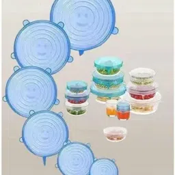 yiwani Set of 6 Silicone Blue Lids 9 inch Lid Set, Pack of 1 image 2