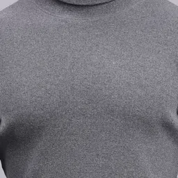 nuevosporta Men Solid High Neck Grey Sweater image 4
