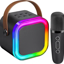 Desk Mini Karaoke Bluetooth Speaker with Wireless Mic with Google, Alexa & Siri Assistant Smart Speaker-picture-12