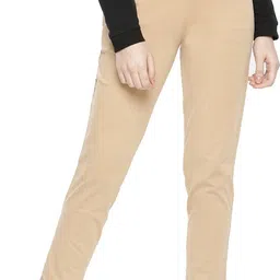 Dollar Missy Women's Cotton Four-Way Stretchable Kurti Pant Women Regular Fit Beige Cotton Blend Trousers-picture-16
