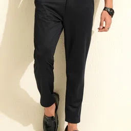 highlander Knitted Men Slim Fit Blue Cotton Blend Trousers-picture-14