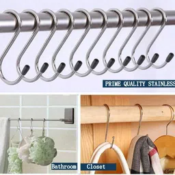 permafrost Heavy Duty S Shape Stainless Steel Hooks for Clothes,Pots,Wardrobe,Work Shop Curtain Hook image 2