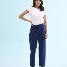go colors Women Solid Blue Track Pants image 2