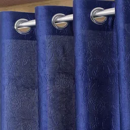 cortina Blue Florals Polyester 5ft Blackout Eyelet (Set Of 2) image 4