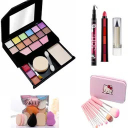 the nyn All in One Fashion Makeup Kit for Girls 8021 No 1 with EyeLiner, Kajal, Makeup Brushes, Sponges and 5 in 1 Lipstick Red Edition-picture-24