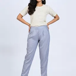 rekha creation Women Regular Fit Grey Pure Cotton Trousers image 5