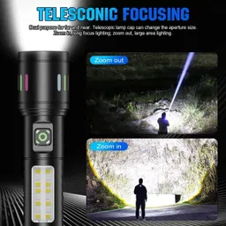 finaro Rechargeable Torch Emergency Light With 4 Mode Light Type C Fast Charging 3 hrs Torch Emergency Light image 5