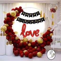 giftzadda Solid Happy Birthday Love Balloon Decoration Arch Kit for Husband Wife Boys Girls Balloon Bouquet-picture-45
