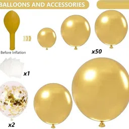 bcollectns Solid Golden metallic balloon garland kit for birthday festival party decoration Balloon image 4