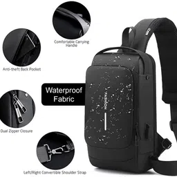 uzan Black Men & Women Shoulder Bag Unisex Waterproof Crossbody Sling Bag – Anti-Theft, USB Charging-picture-15