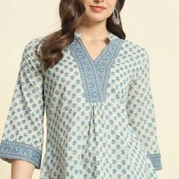 Party Regular Sleeves Printed Women Light Blue Top-image-51