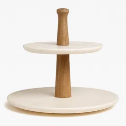 Quastocra 2-Tier Marble & Wood Serving Stand Marble, Wooden Cake Server-picture-16