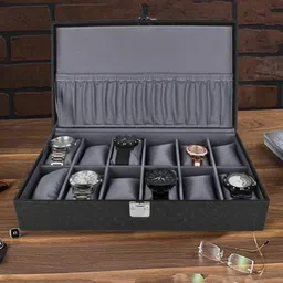 watchhut Men's and Women's Watch Box Holder Organizer Case in Black color in Watch Box image 3