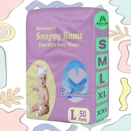 mokshamed UltraDry 12H Absorption Baby Pant Style Diapers | S to XXL | 52 - L-picture-31