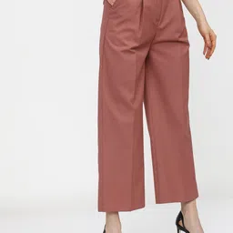 tokyo talkies Women Flared Brown Cotton Blend Trousers image 5