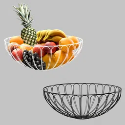 kuber industries 2 Pcs Metal Fruits & Vegetables Basket Bowl | Sunflower - Black & White Iron Fruit & Vegetable Basket-picture-13