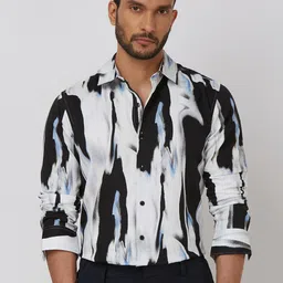 mufti Men Slim Fit Printed Spread Collar Casual Shirt-picture-29