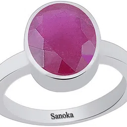 sanoka Certified Manik 5.5 cts or 6.25 ratti� Sterling Silver Amethyst Sterling Silver Plated Ring-picture-19