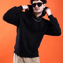 the indian garage co. Men Full Sleeve Solid Hooded Sweatshirt image 1