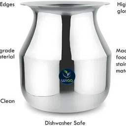 wiaa Stainless Steel Lota with Long Neck for Pooja, Water, Juice & Daily Use (1 PC) Glass Water/Juice Glass image 2