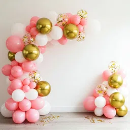 aoes Solid Pink White Gold Balloon Decoration Kit for Birthday, Anniversary, Party & Event Balloon-picture-22