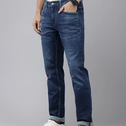 spykar Men Straight Fit Mid Rise Blue Jeans image 2