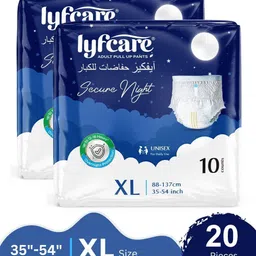 lyfcare Overnight Pull Up Pants Unisex-Extra Large |Waist Size (35-54 Inch) Adult Diapers - XL image 1