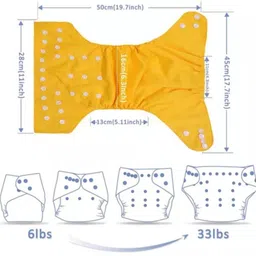 aerex Reusable Daiper for Baby Cotton 3 Diapers & 3 Black Insert Pads For 0 to 3 Year image 3