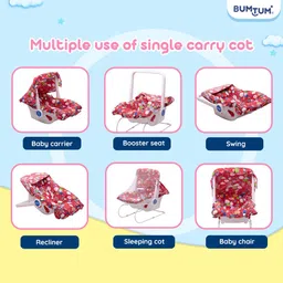 bumtum Baby Carry Cot & Rocking Chair With Adjustable Handle| 3-Point Safety Lap Belt Bouncer image 4