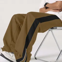 jump cuts Men Colorblock Brown Track Pants image 4