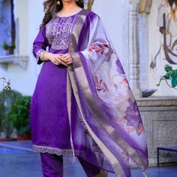 legancy Women Viscose Rayon Kurta Salwar Dupatta Set image 1