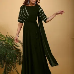 sancia Embroidered Georgette Stitched Flared/A-line Gown-picture-11