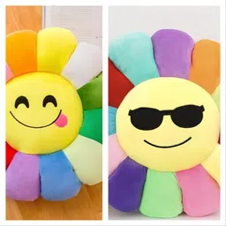 aaravi traders pack of 2 sunflower smiley pillows Microfibre Toons & Characters Cushion Pack of 2-picture-10