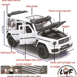 learn with fun 1:32 Scale Die-cast Metal Model White Brabus Sport Pull Back Car Toy with Openable Doors, Light and Sound Effects for Boys Girls Kids image 2