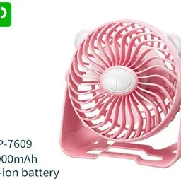 Wrixty 7609 (RECHARGEABLE PORTABLE USB FAN) 3 Mode Speed Fan 55 mm 4 Blade Table Fan USB Fan image 4