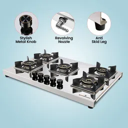 goodflame Aravath 5B Stainless steel stove 5 Dual Tone Imported(Silver,stainless steel) Stainless Steel Manual Hob-picture-19