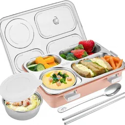 rbgiit 4 Compartment Sealed Leak Proof Stainless Steel Lunch Box For Kid's & Adult 1 Containers Lunch Box-picture-14